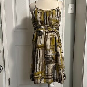Halogen Yellow and Brown Abstract Mini Dress
